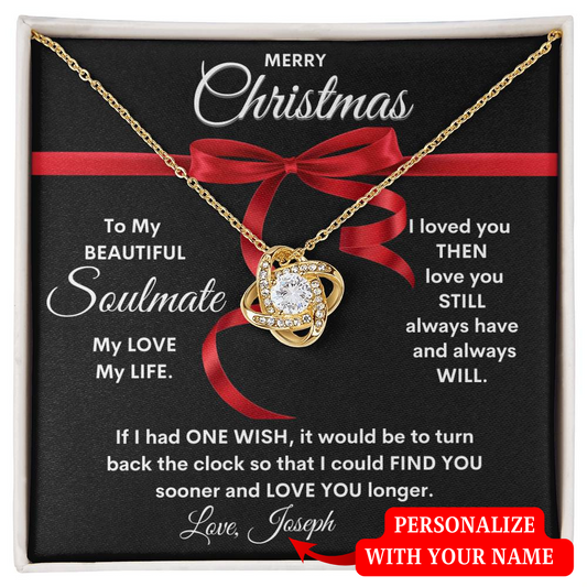 Merry Christmas To My Beautiful Soulmate | My Love | Personalized Signature (Love Knot Necklace)