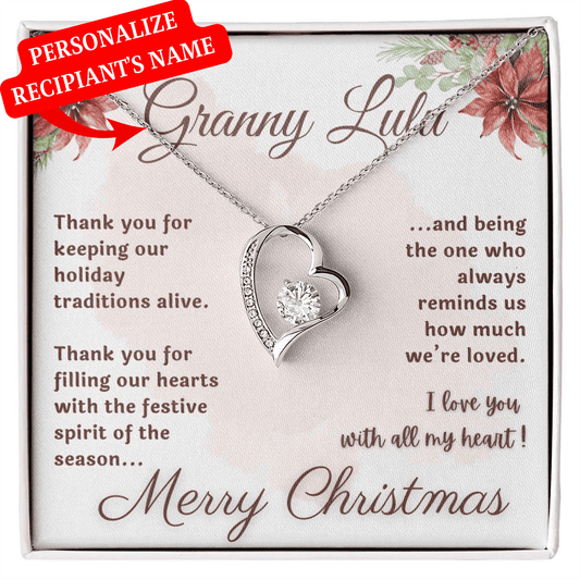 Merry Christmas (Grandma's Name) | Holiday Traditions (Forever Love Necklace)