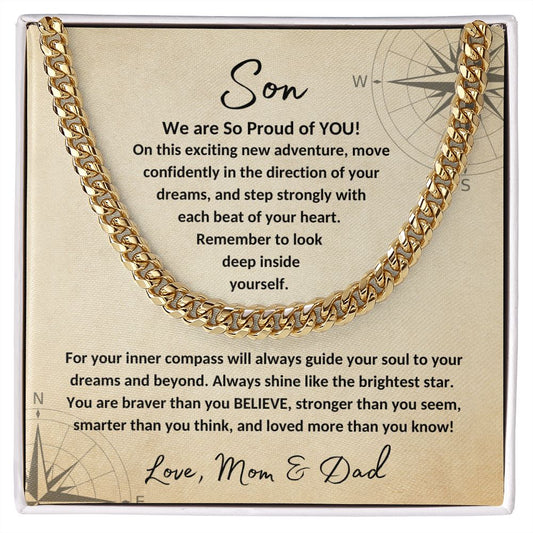 To Our Son | Guide Your Soul | Love Mom & Dad (Cuban Chain)