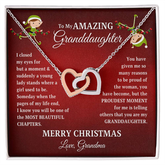 To My Amazing Granddaughter Merry Christmas | Proudest Moment | Love Grandma (Interlocking Hearts)