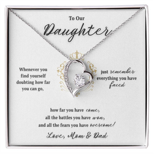 To  Our Daughter | Overcome | Love Mom and Dad (Forever Love Necklace)