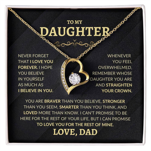 To My Daughter | NEVER FORGET | From Dad (Forever Love Necklace)