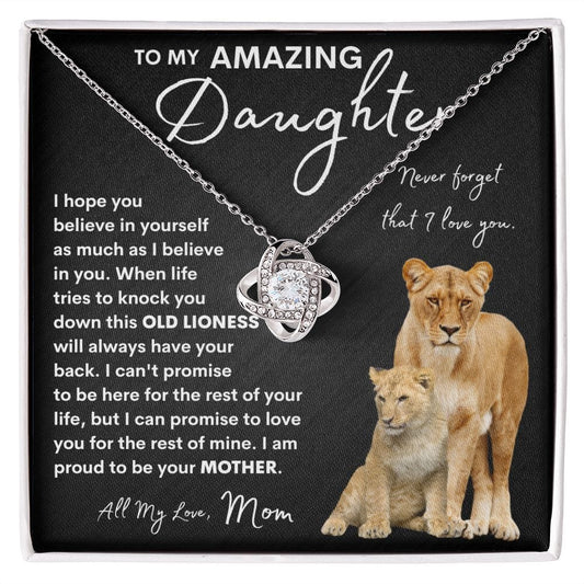 To My Amazing Daughter | I've Got Your Back | Love Mom (Love Knot Necklace)